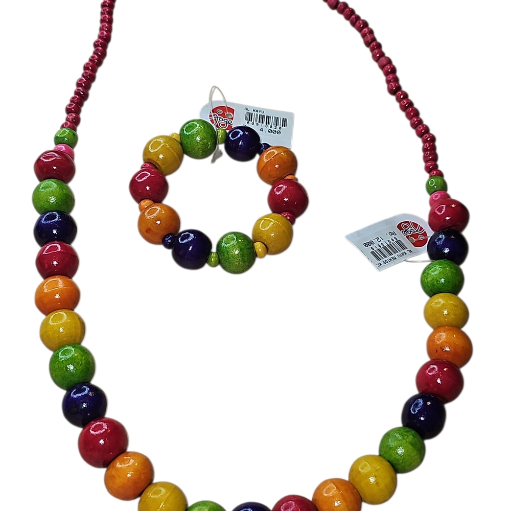Vibrant Multicolor Beaded Necklace and Bracelet Set
